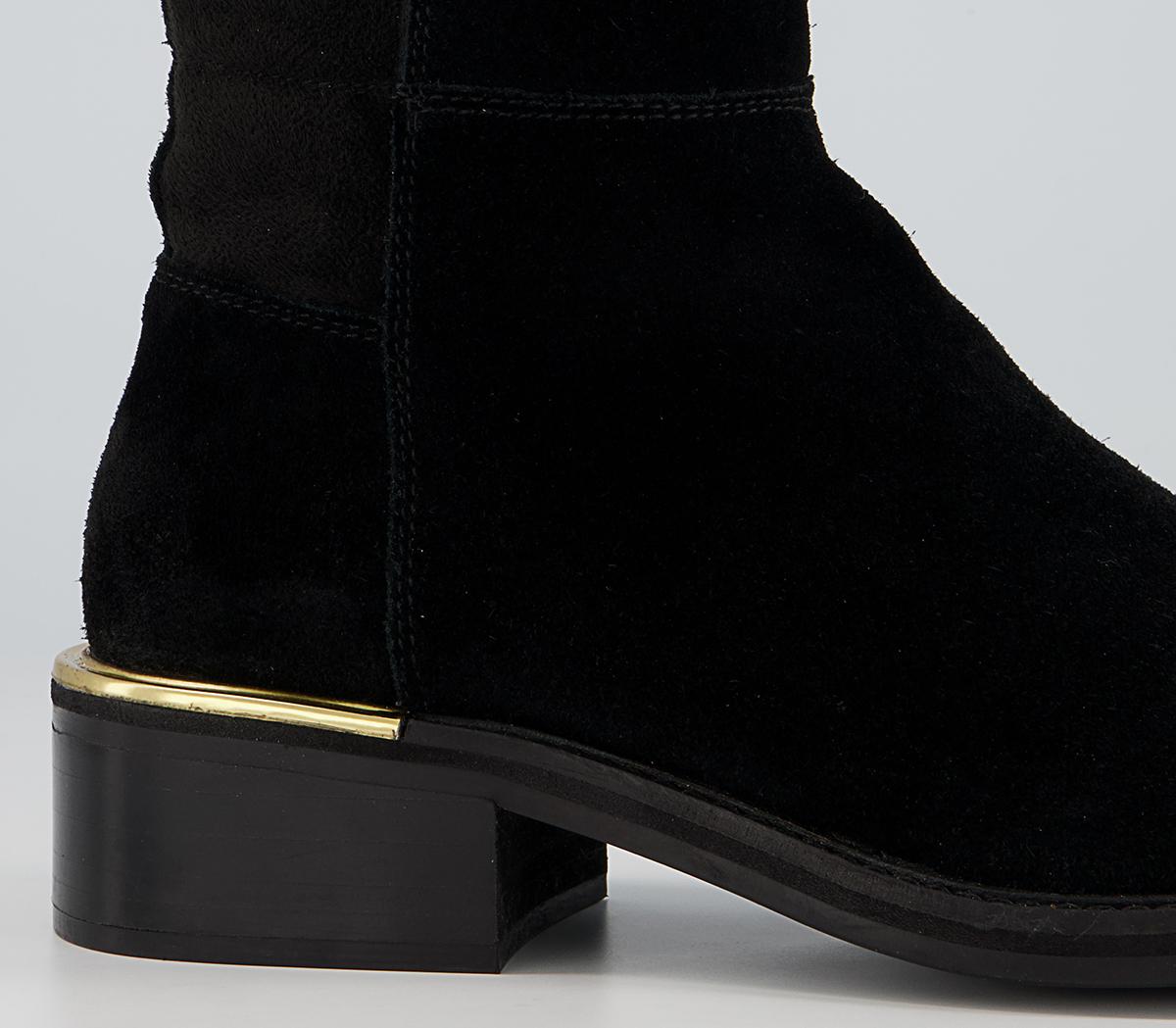 OFFICE Knee Boots Black Suede Knee High Boots