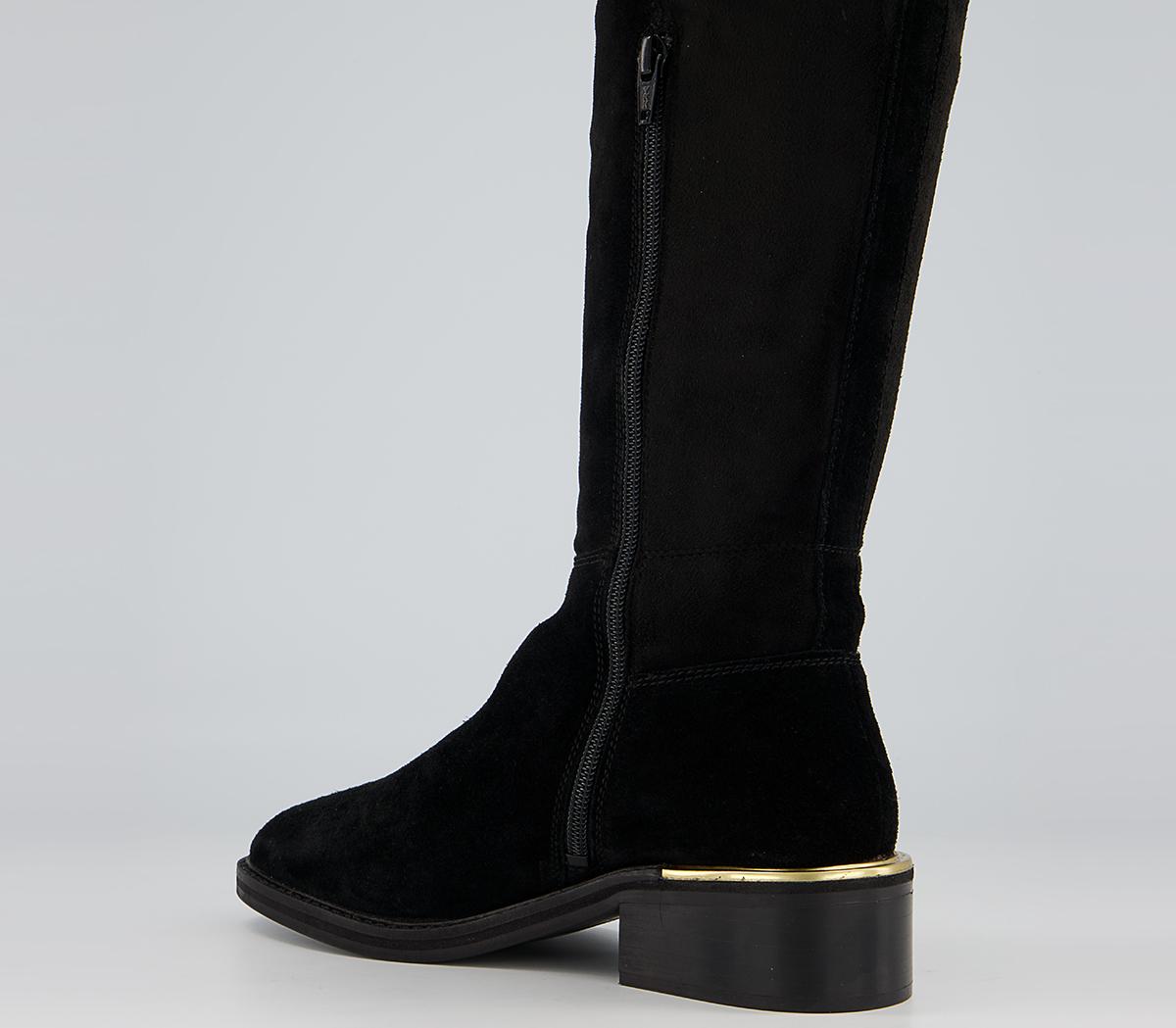 OFFICE Knee Boots Black Suede Knee High Boots