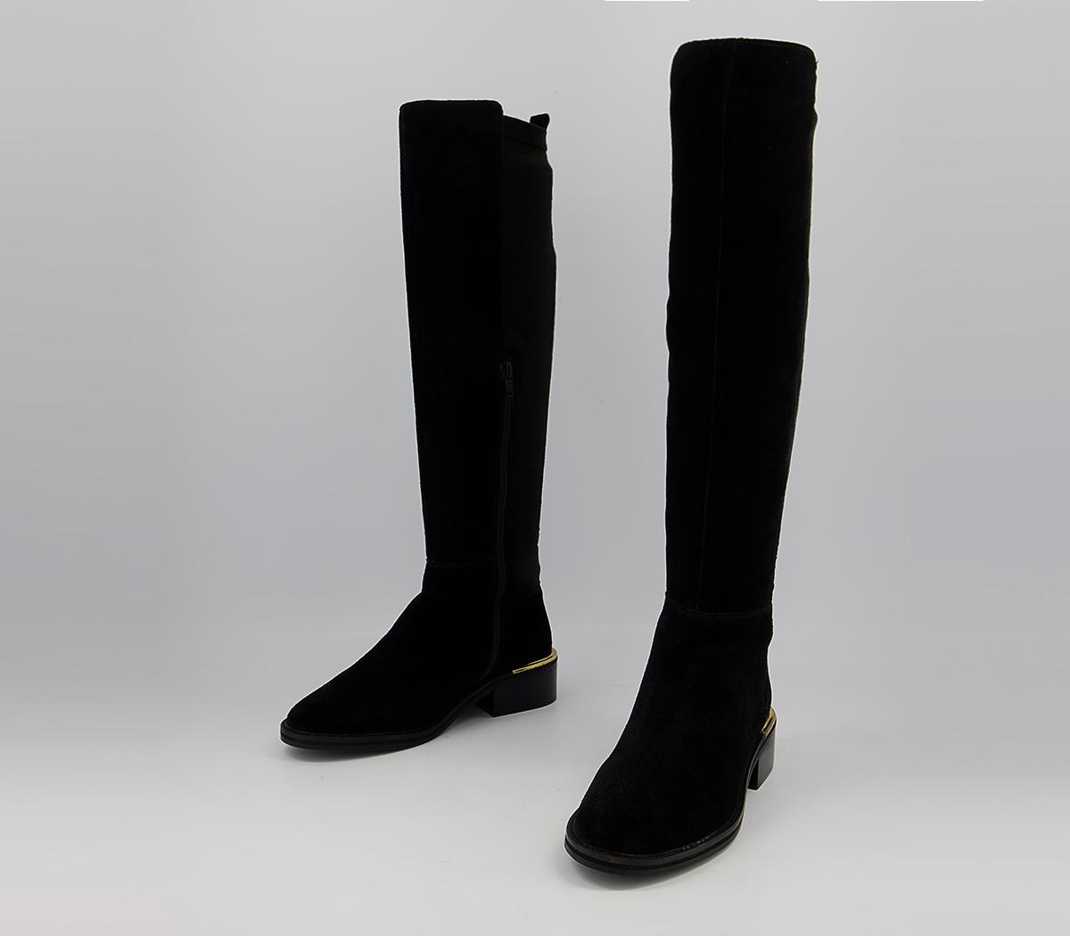 OFFICE Knee Boots Black Suede Knee High Boots