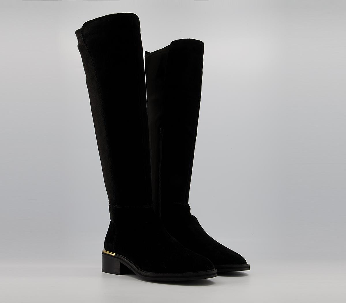 OFFICE Knee Boots Black Suede Knee High Boots