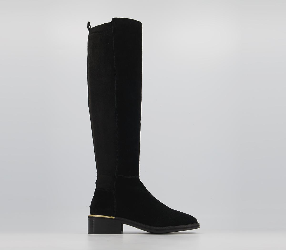 OFFICE Knee Boots Black Suede Knee High Boots