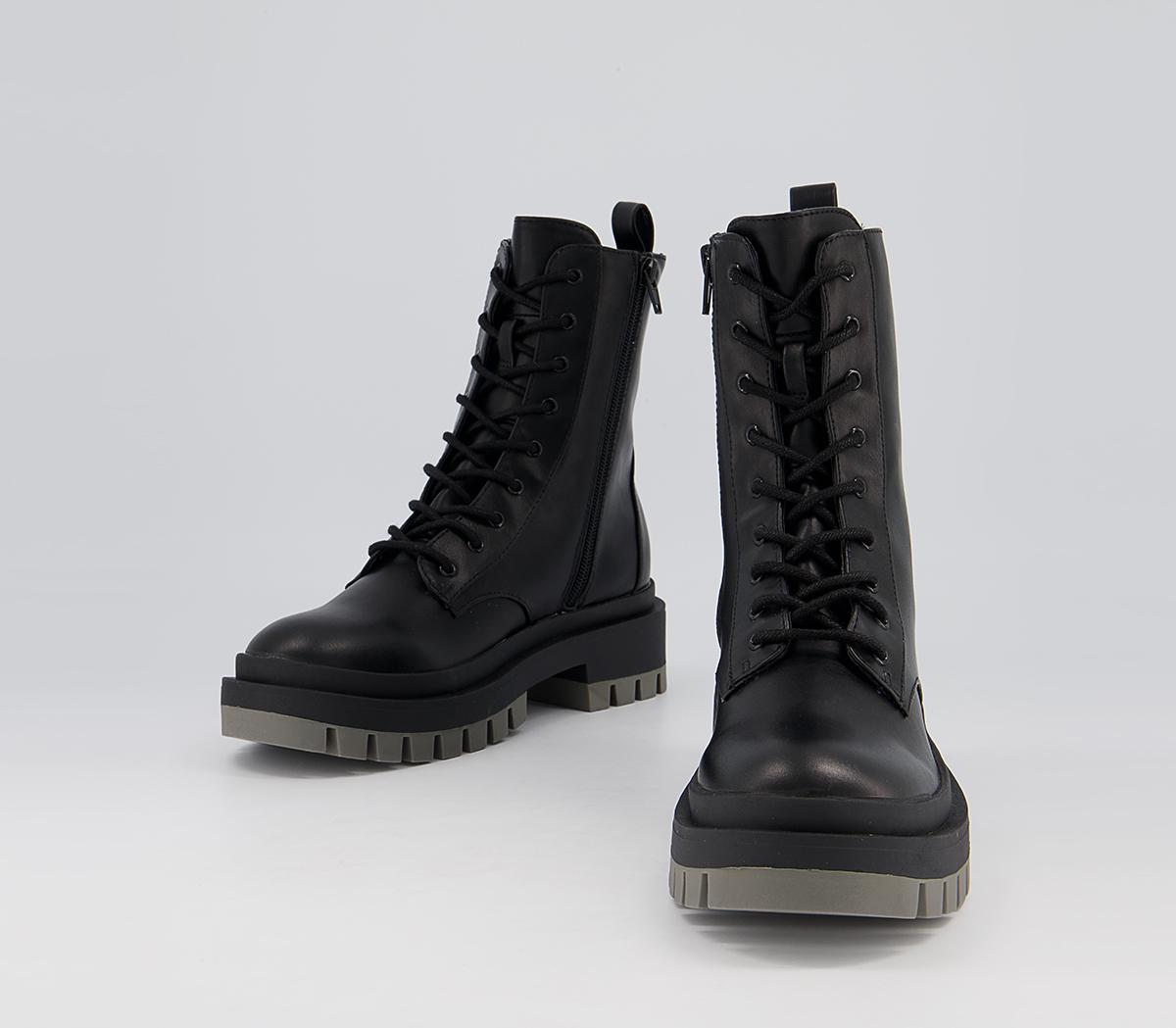 Office Azure Contrast Sole Lace Up Boots Office Azure Contrast Sole Lace Up Boots Black