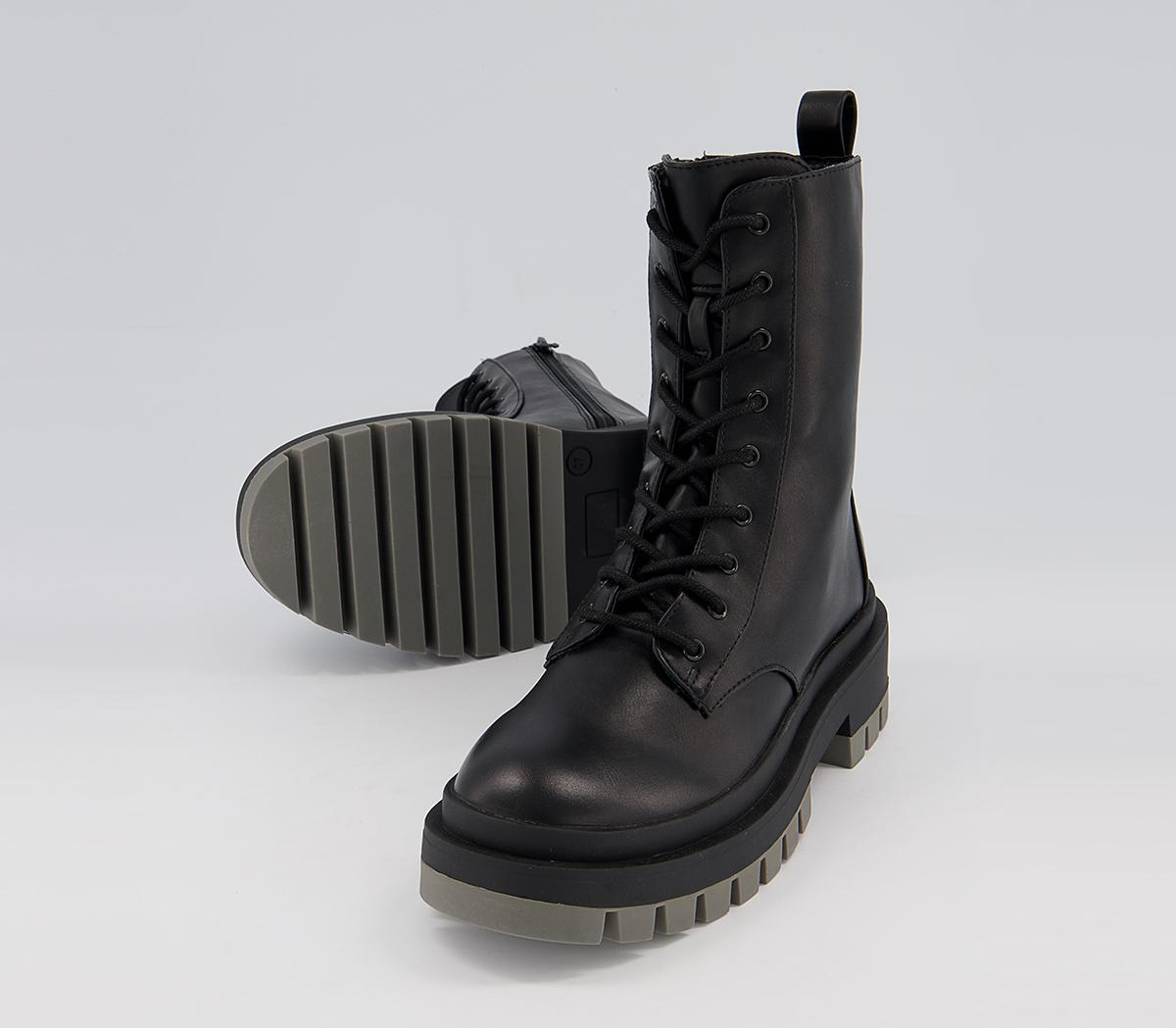 Office Azure Contrast Sole Lace Up Boots Office Azure Contrast Sole Lace Up Boots Black