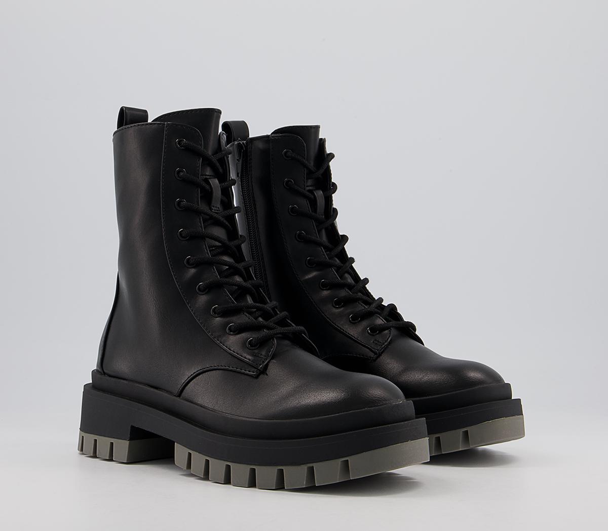 Office Azure Contrast Sole Lace Up Boots Office Azure Contrast Sole Lace Up Boots Black