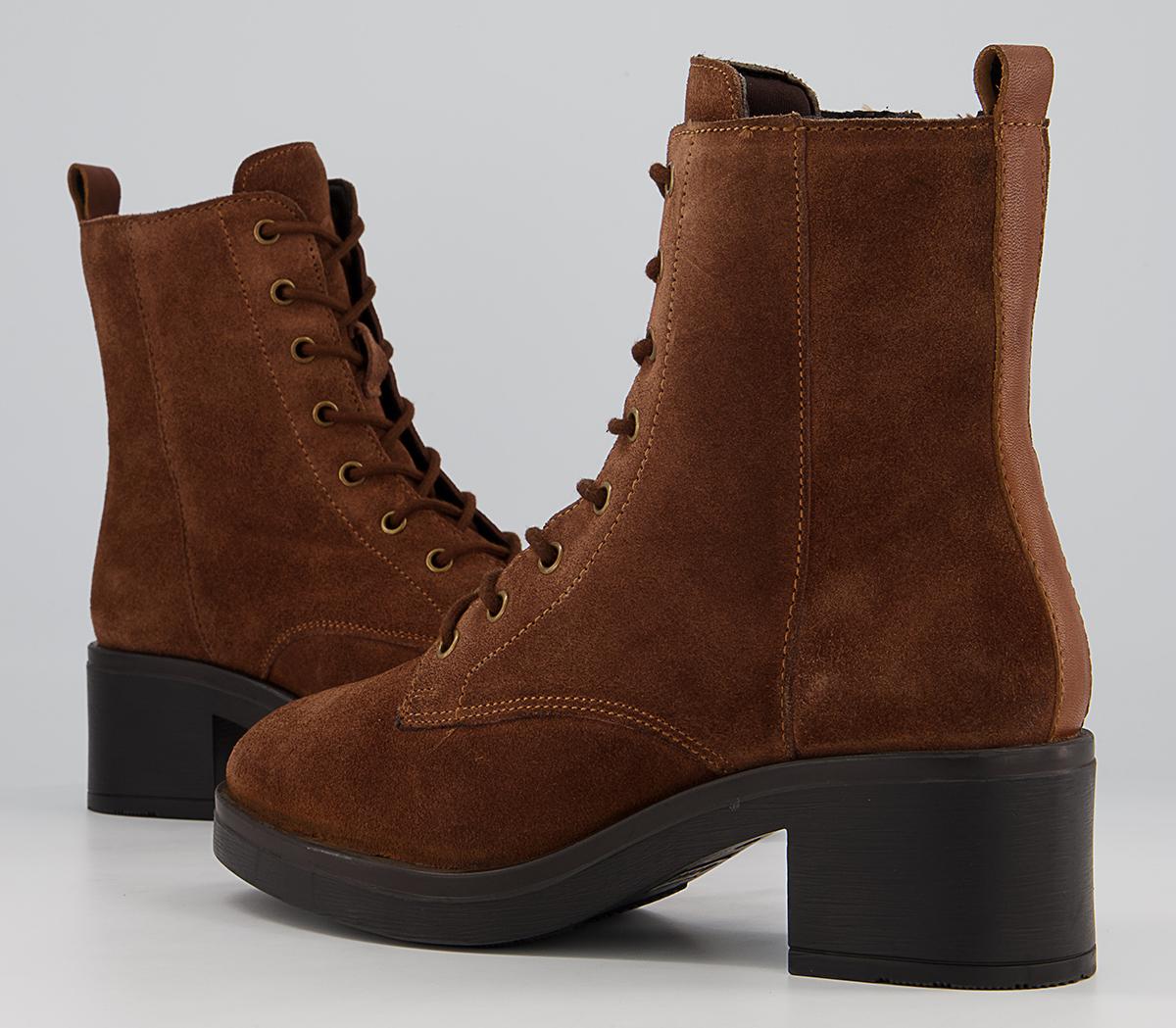 Office Adina Block Heel Lace Up Boots Office Adina Block Heel Lace Up Boots Tan Suede
