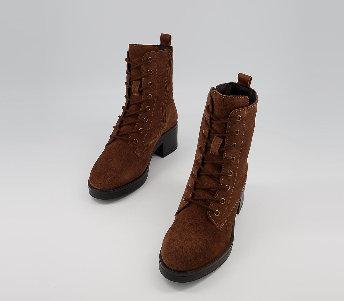 Office Adina Block Heel Lace Up Boots Office Adina Block Heel Lace Up Boots Tan Suede