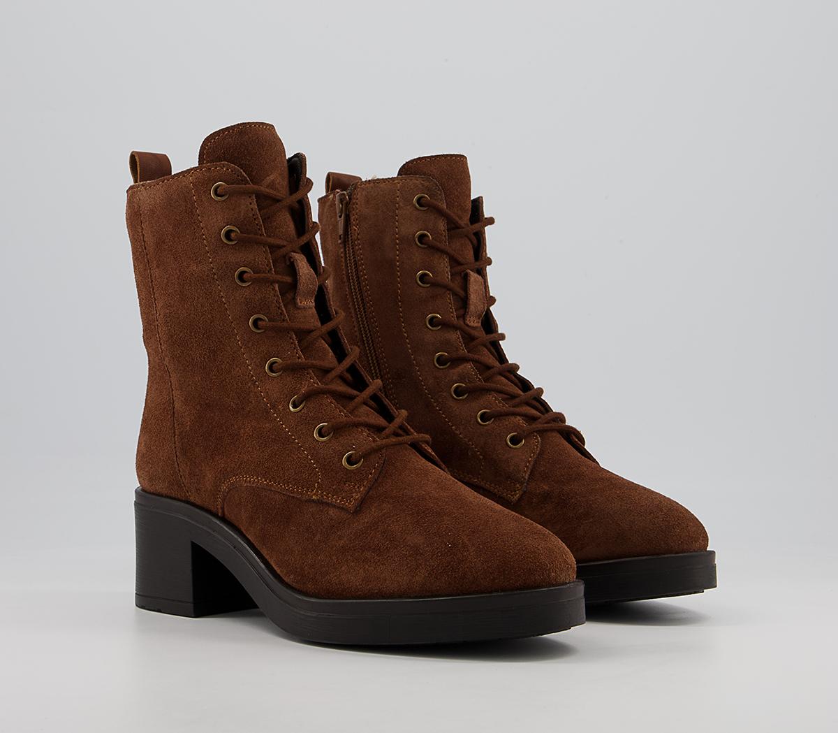 Office Adina Block Heel Lace Up Boots Office Adina Block Heel Lace Up Boots Tan Suede