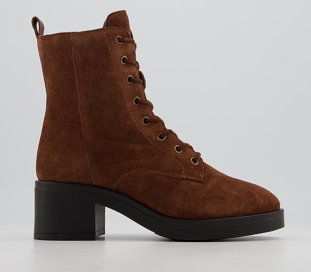 Office Adina Block Heel Lace Up Boots Office Adina Block Heel Lace Up Boots Tan Suede