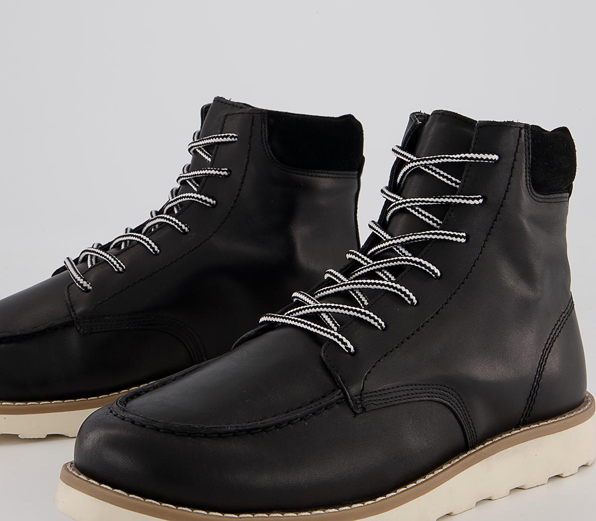 Office Bangor Apron Wedge Boots Office Bangor Apron Wedge Boots Black Leather