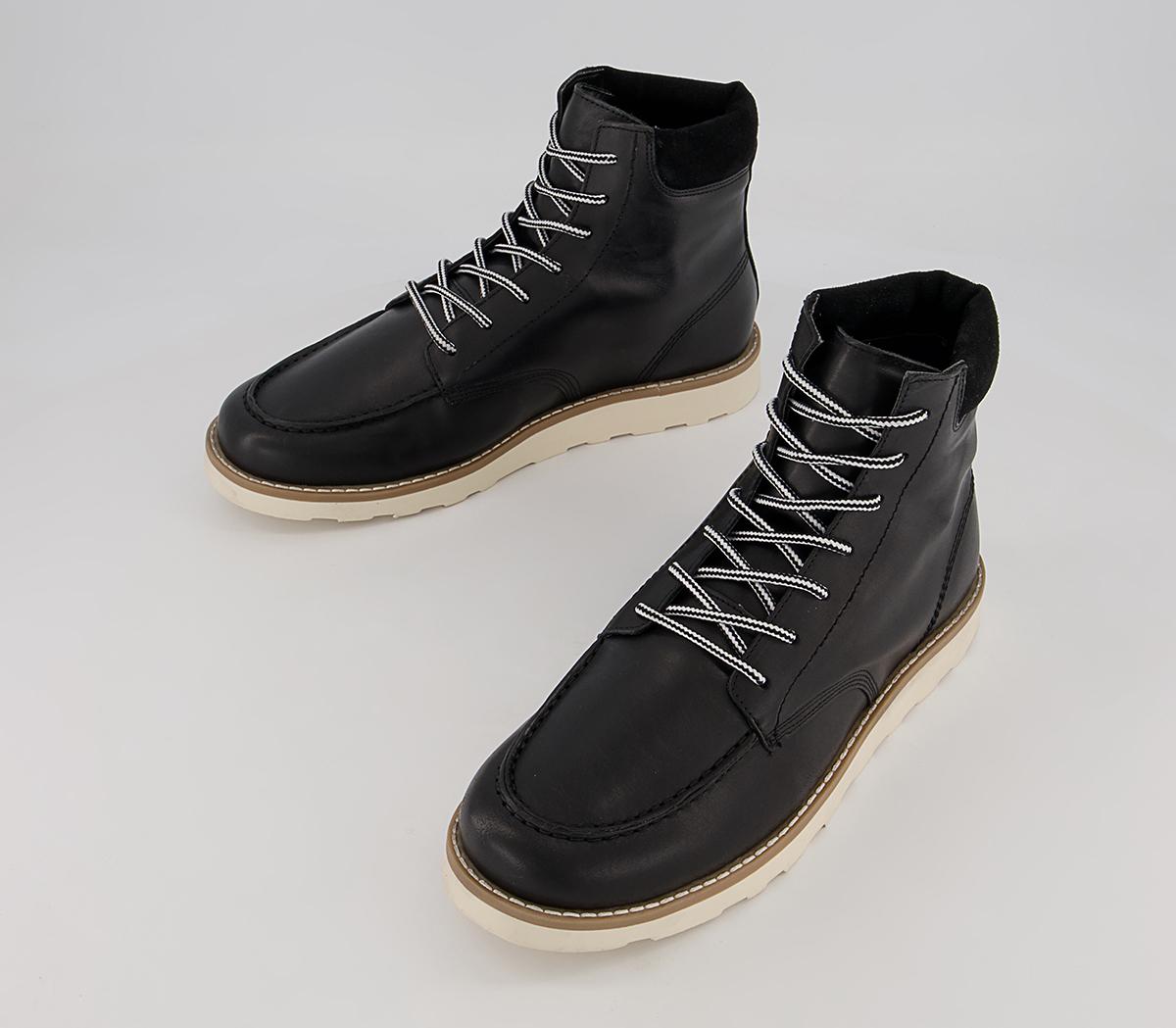 Office Bangor Apron Wedge Boots Office Bangor Apron Wedge Boots Black Leather