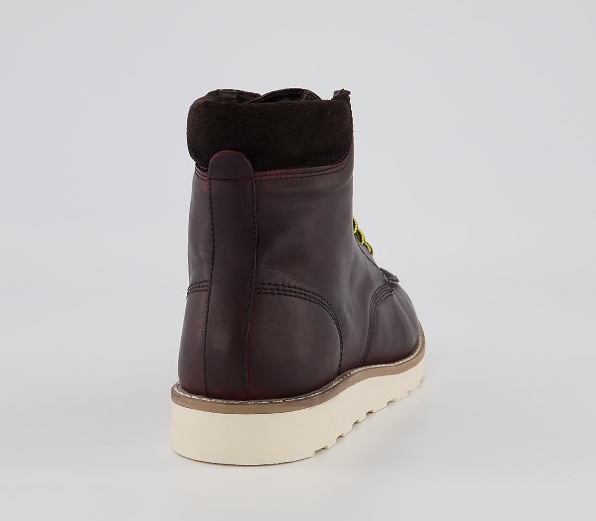 Office Bangor Apron Wedge Boots Office Bangor Apron Wedge Boots Red Brown Leather