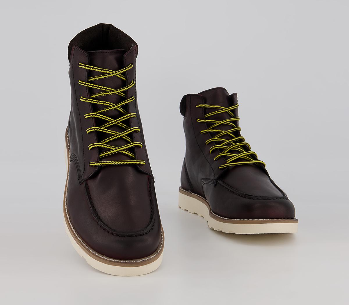 Office Bangor Apron Wedge Boots Office Bangor Apron Wedge Boots Red Brown Leather