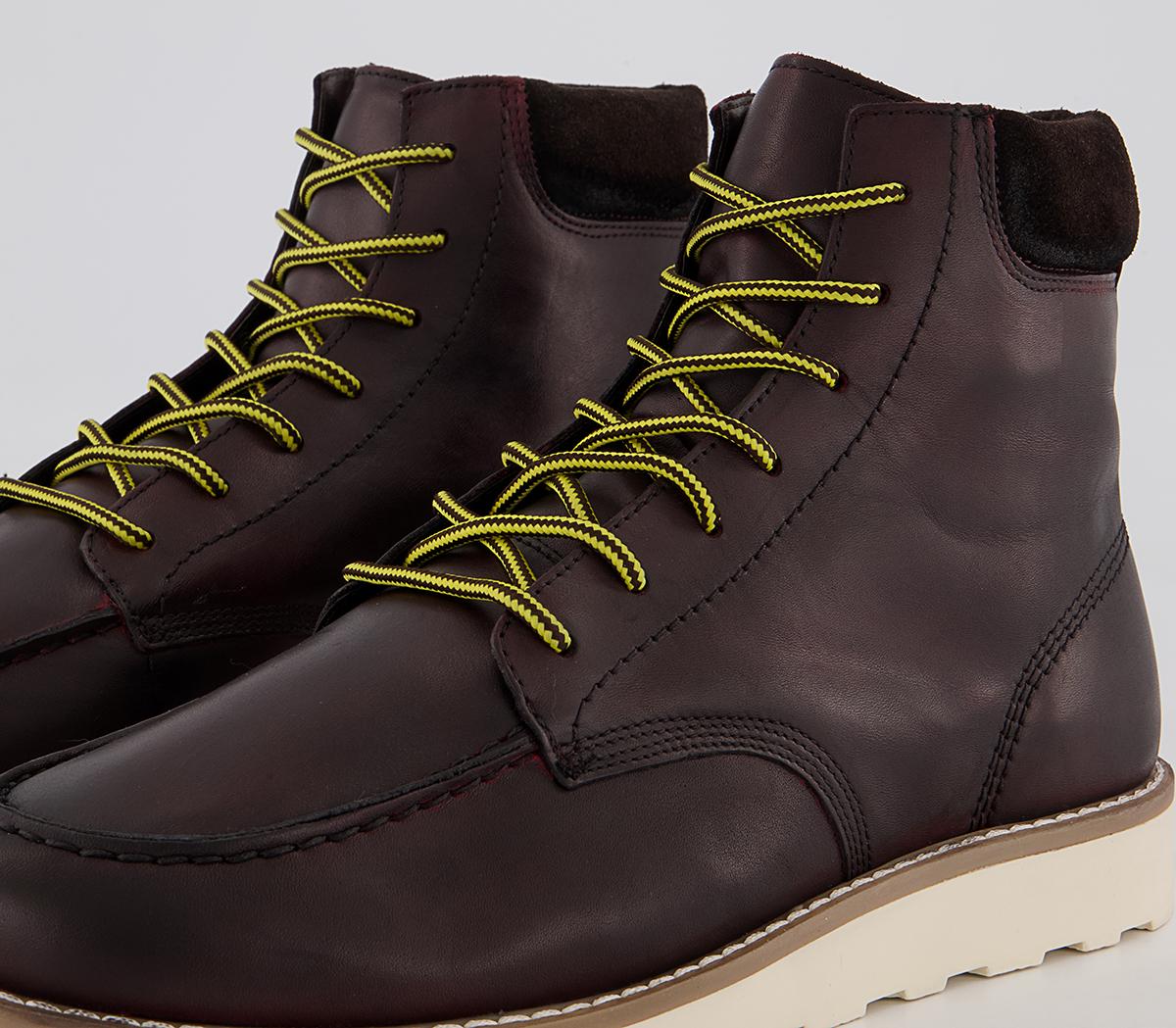 Office Bangor Apron Wedge Boots Office Bangor Apron Wedge Boots Red Brown Leather