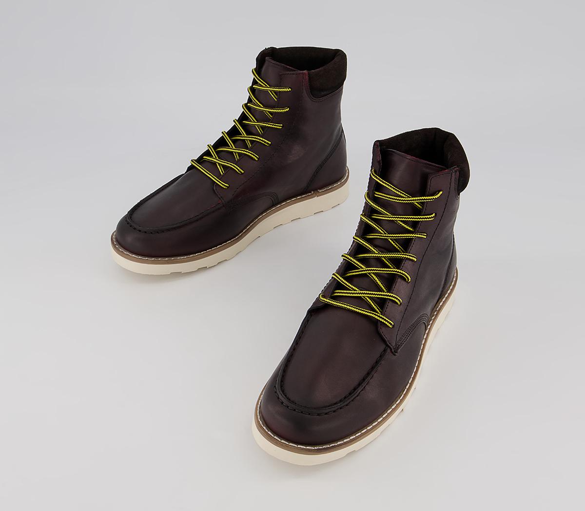 Office Bangor Apron Wedge Boots Office Bangor Apron Wedge Boots Red Brown Leather