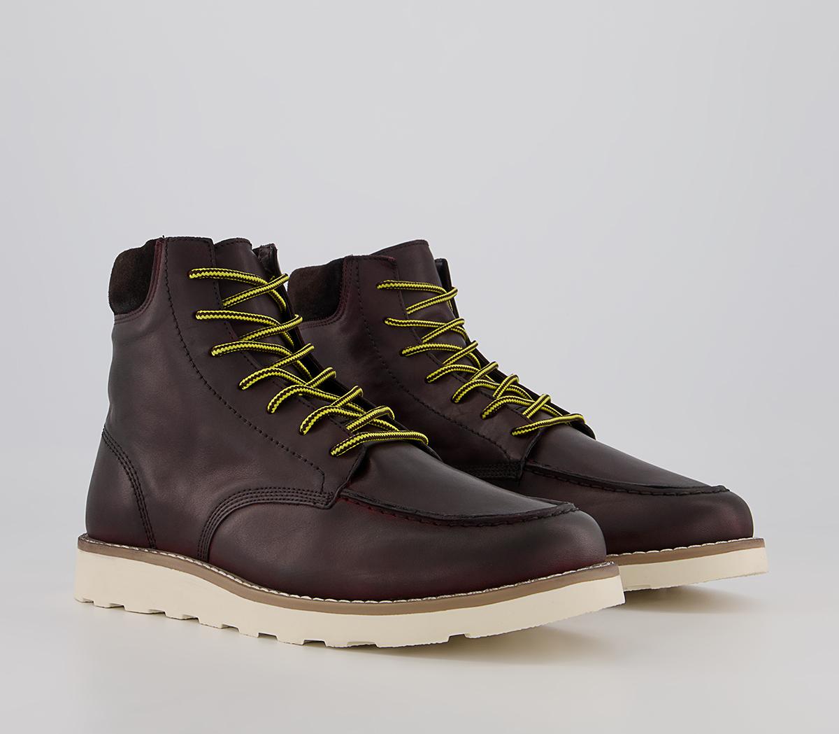 Office Bangor Apron Wedge Boots Office Bangor Apron Wedge Boots Red Brown Leather