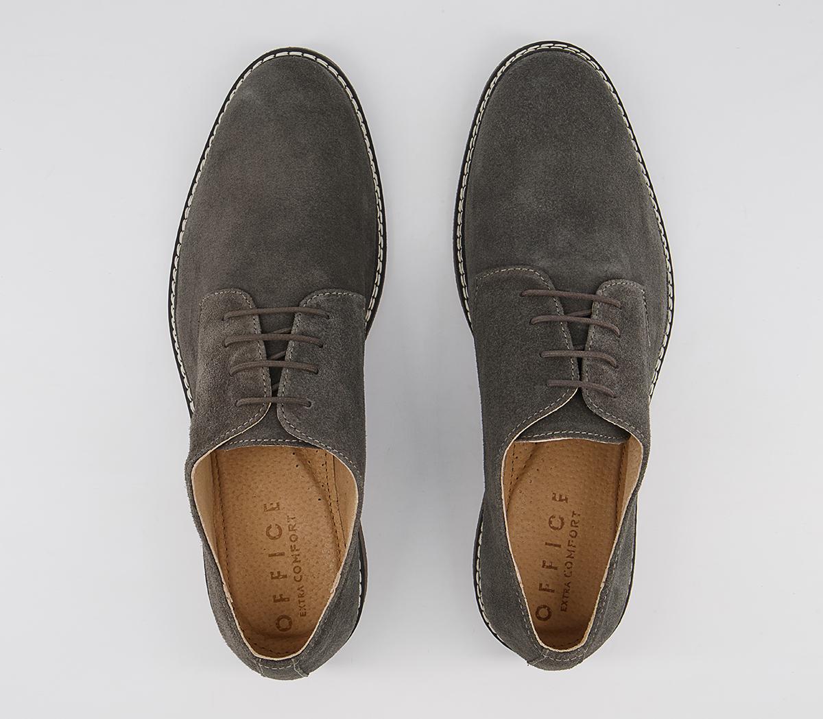 OFFICE Cheshire Suede Casual Derby Shoes Grey Suede - Men's Casual Shoes