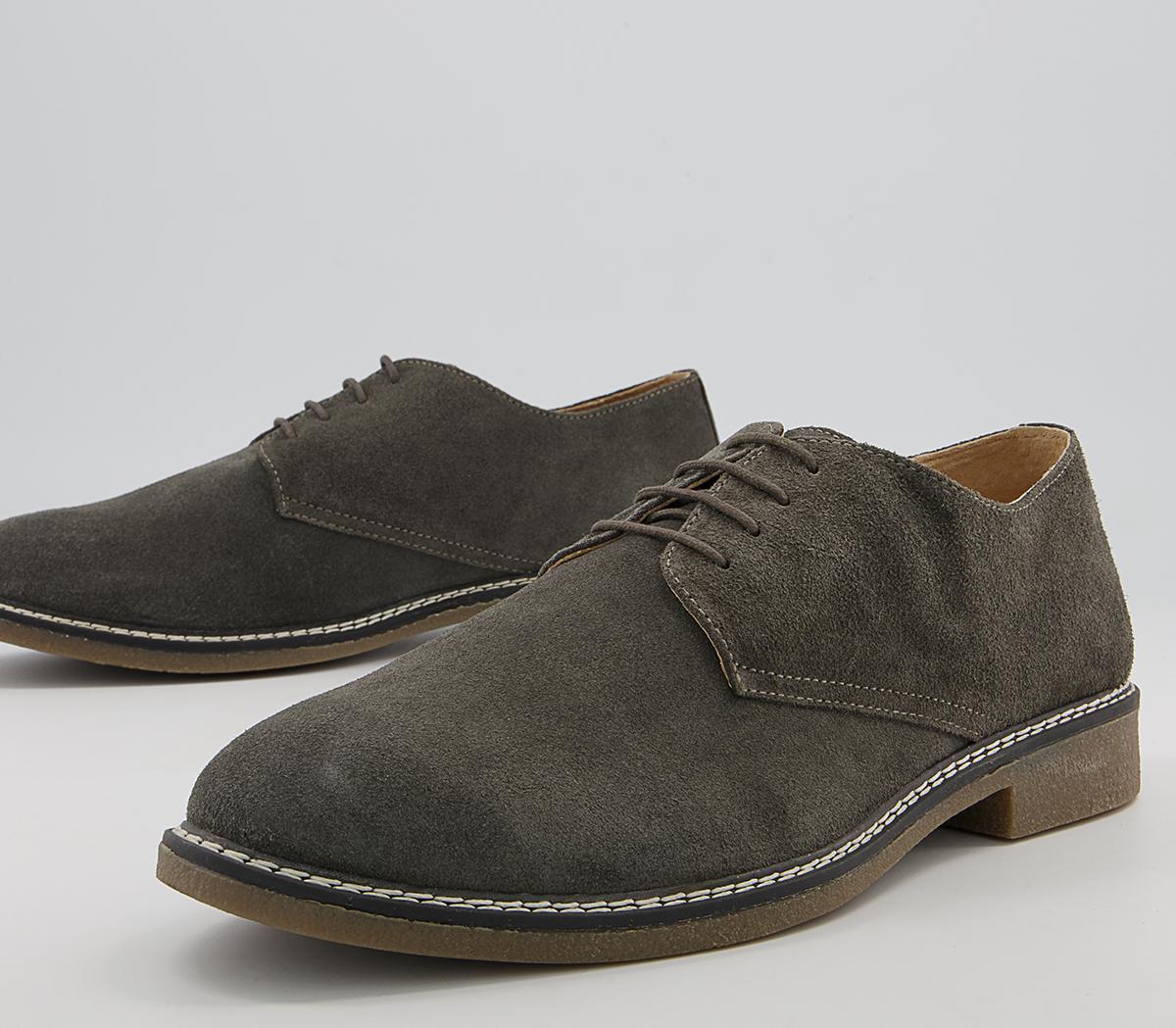 OFFICE Cheshire Suede Casual Derby Shoes Grey Suede - Men's Casual Shoes