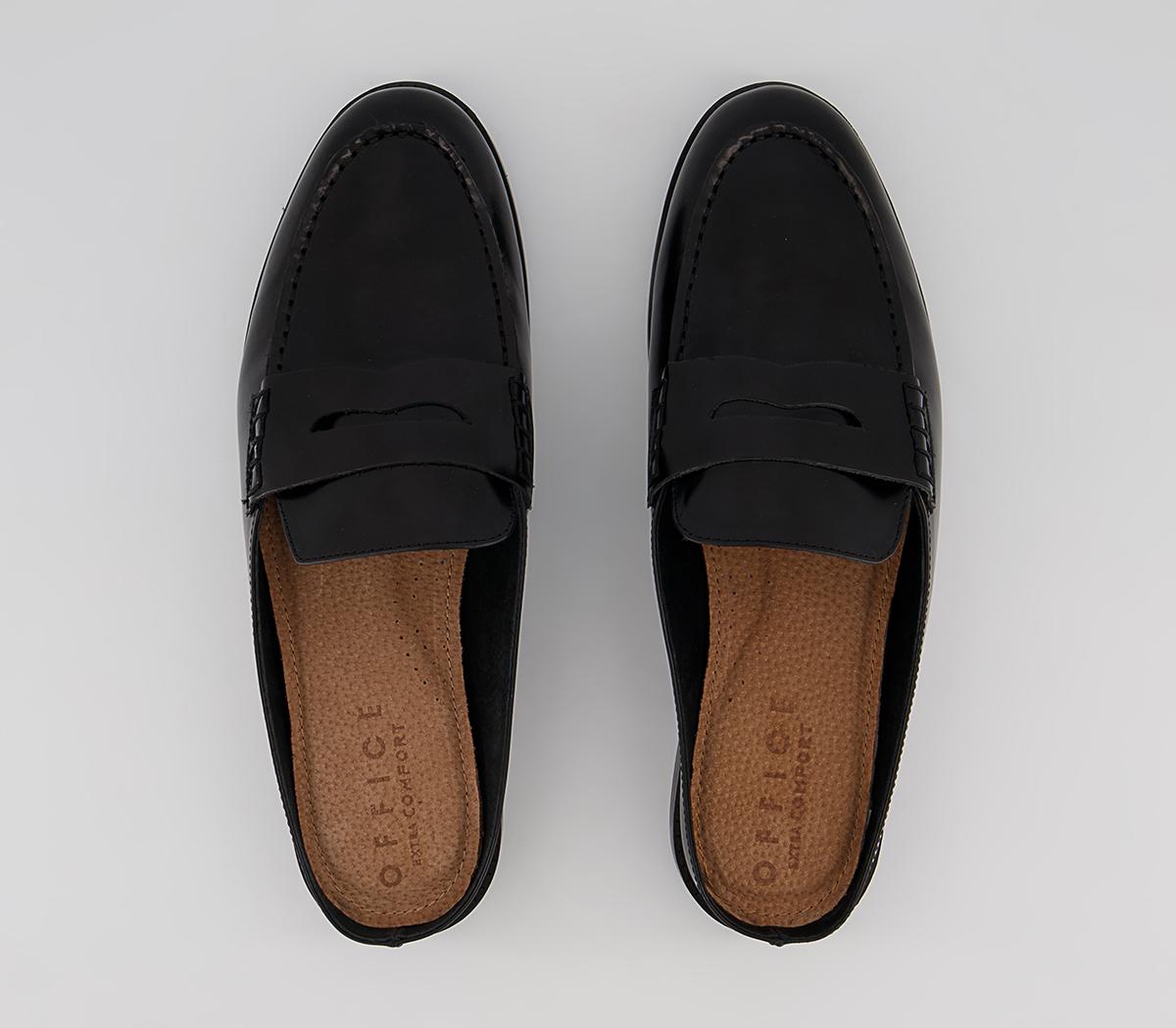 Office Marlow Penny Loafer Mules Office Marlow Penny Loafer Mules Black High Shine Leather