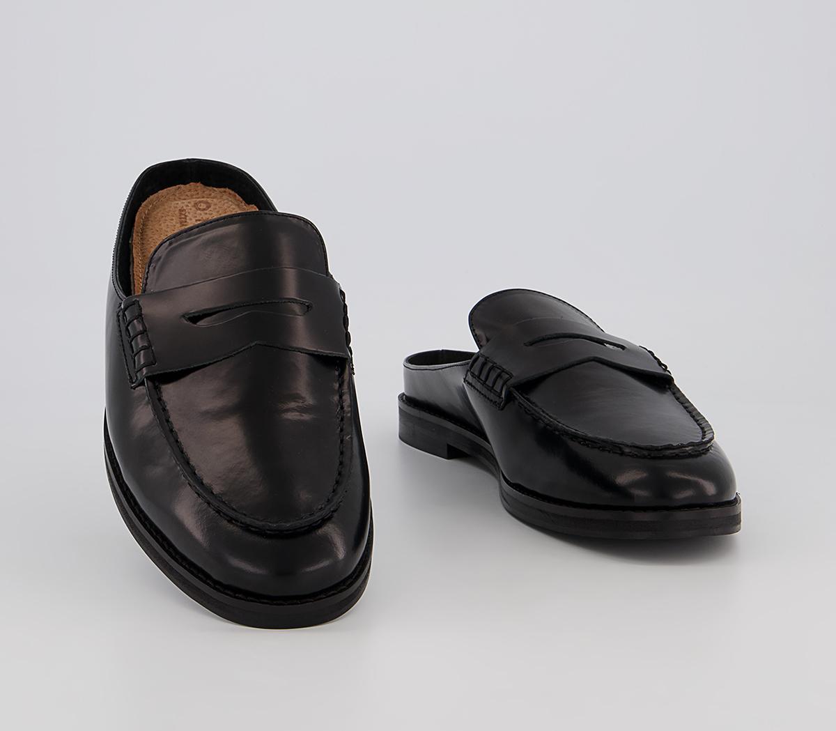 Office Marlow Penny Loafer Mules Office Marlow Penny Loafer Mules Black High Shine Leather