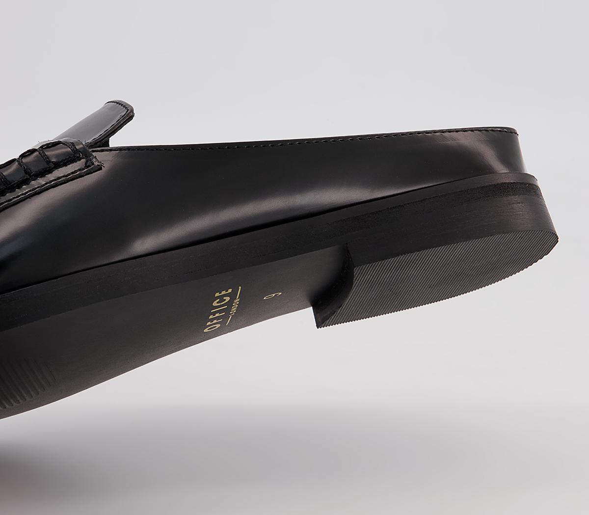 Office Marlow Penny Loafer Mules Office Marlow Penny Loafer Mules Black High Shine Leather