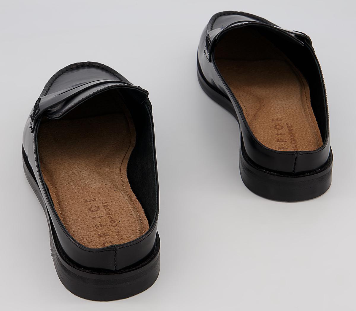 Office Marlow Penny Loafer Mules Office Marlow Penny Loafer Mules Black High Shine Leather