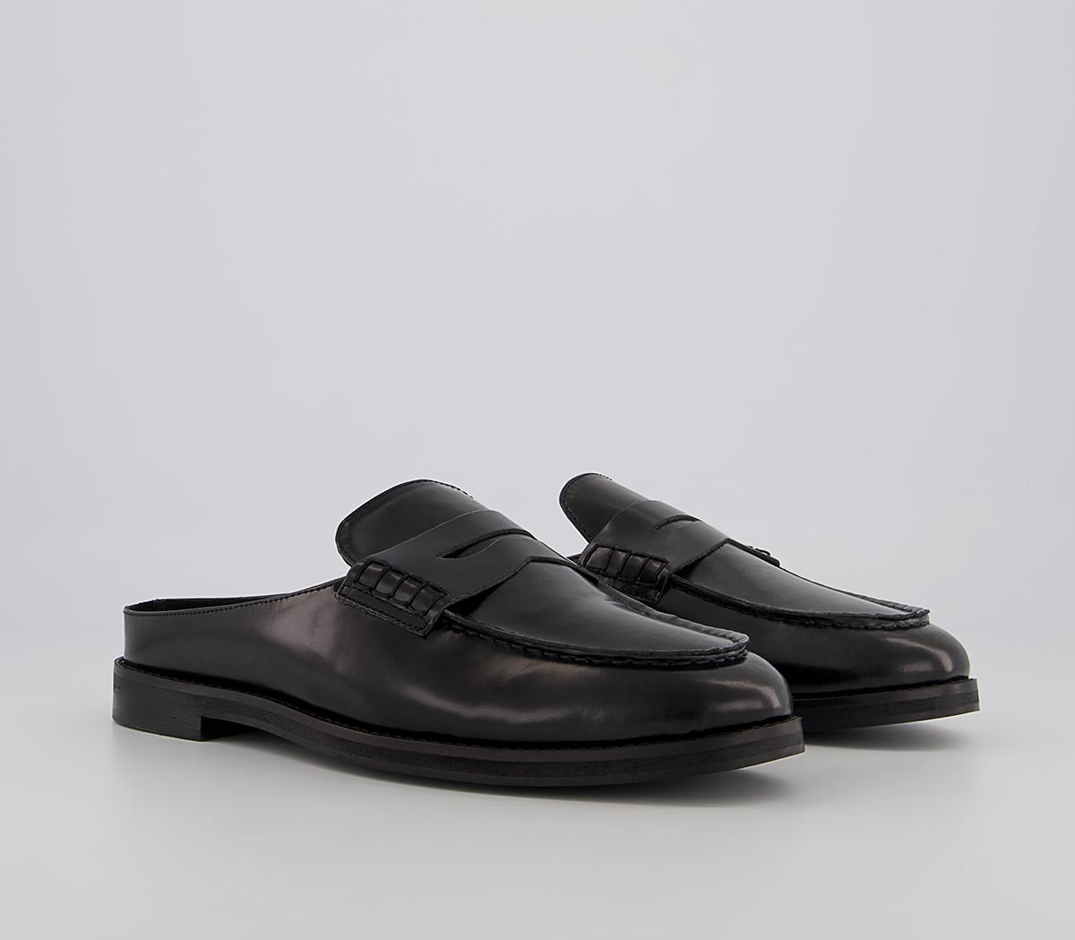 Office Marlow Penny Loafer Mules Office Marlow Penny Loafer Mules Black High Shine Leather