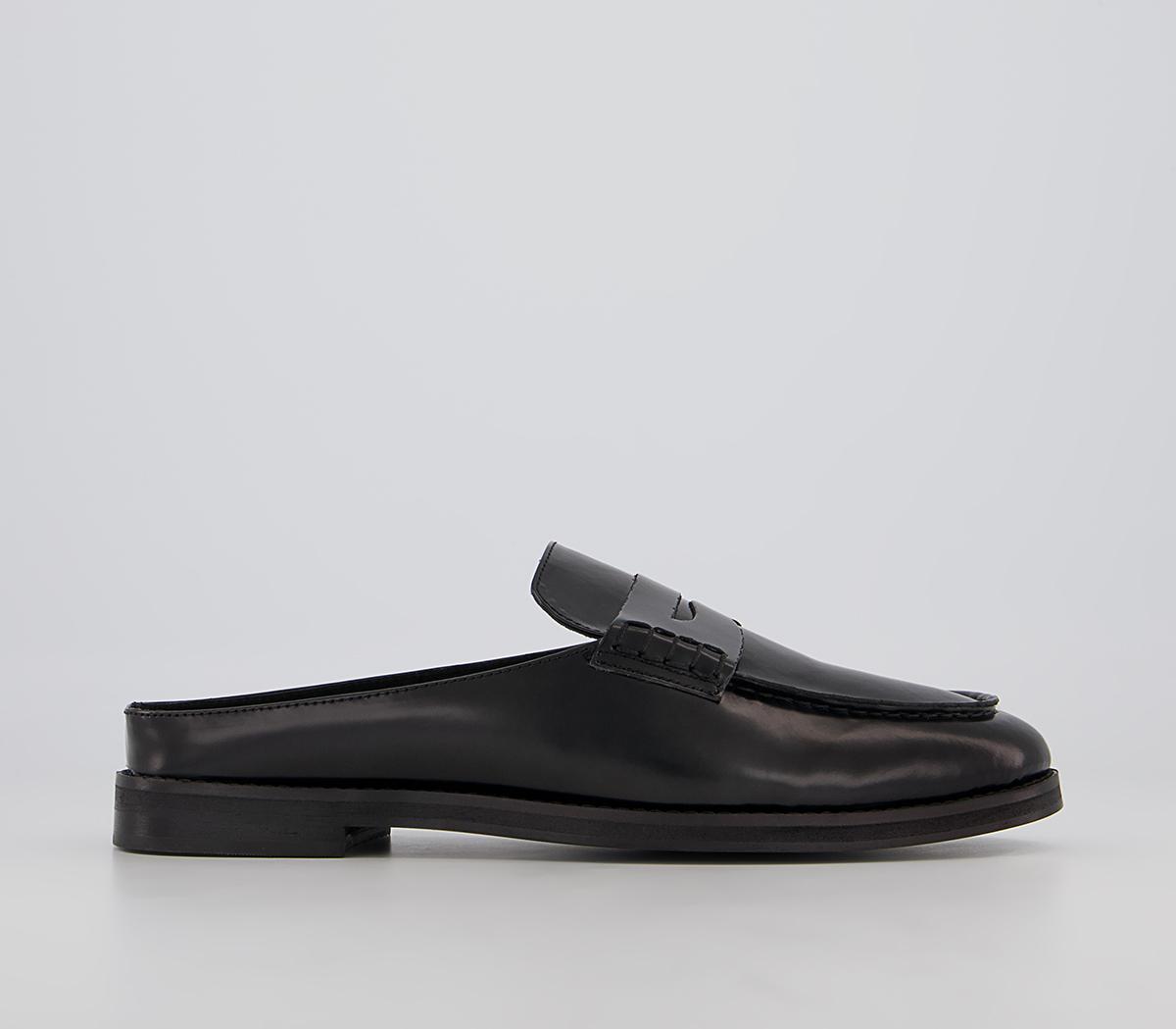 OfficeMarlow Penny Loafer MulesBlack High Shine Leather