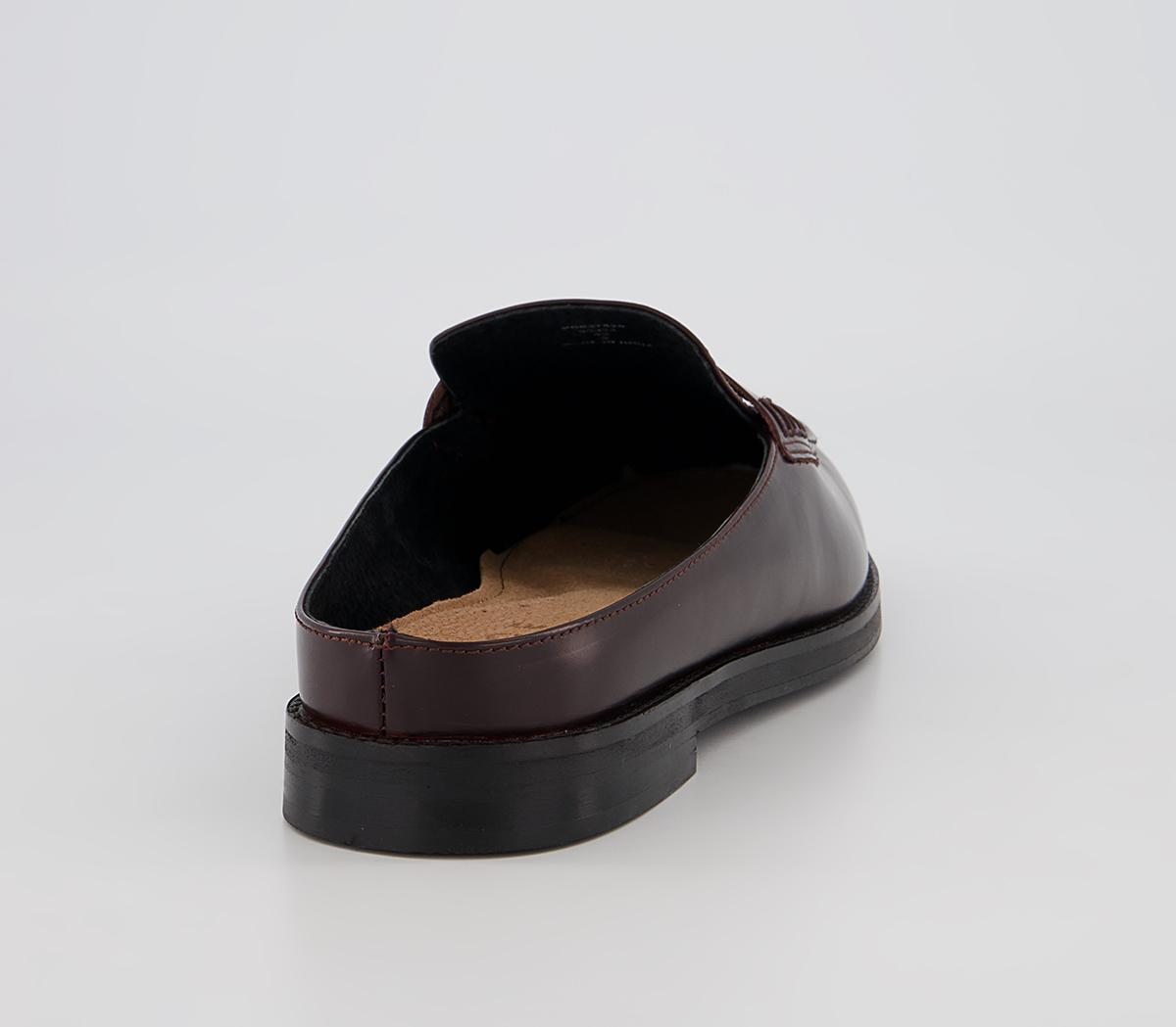 Office Marlow Penny Loafer Mules Office Marlow Penny Loafer Mules Burgundy High Shine Leather