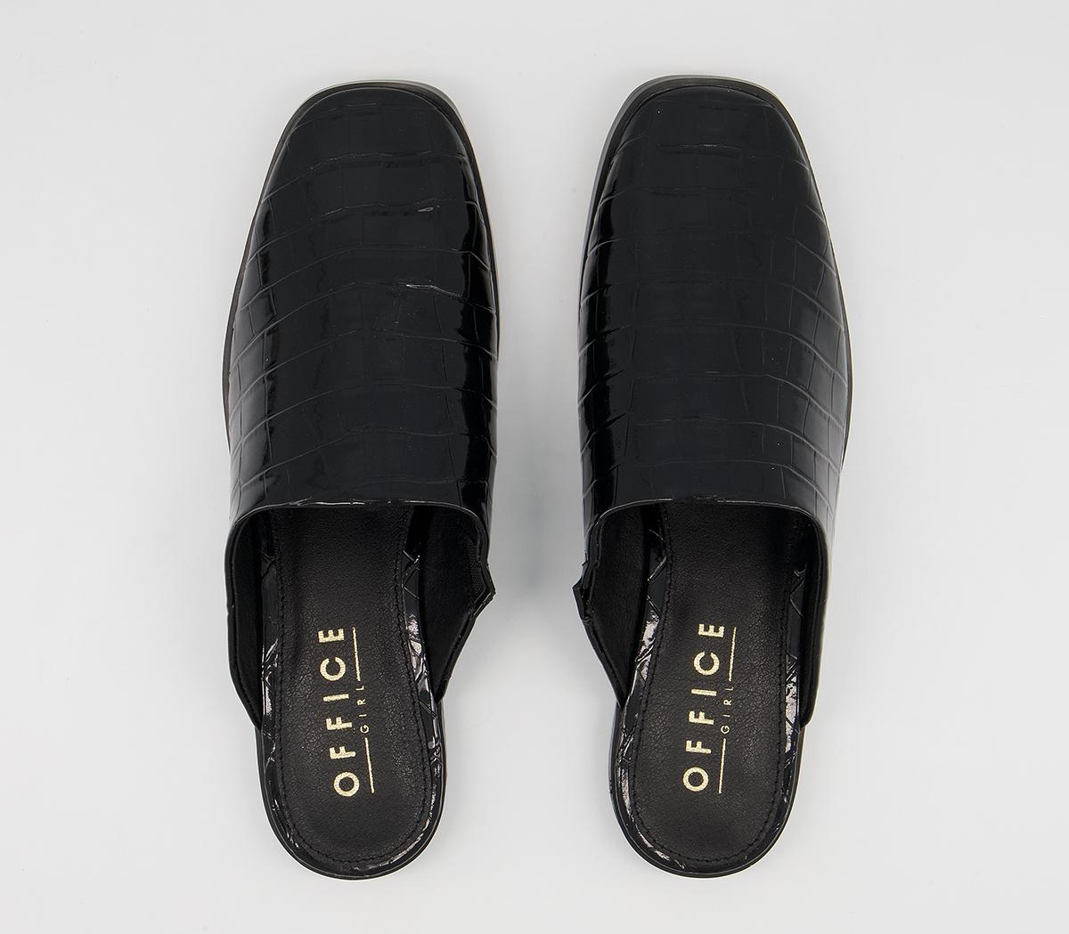 Office Fearless High Vamp Mules Office Fearless High Vamp Mules Black Patent Croc