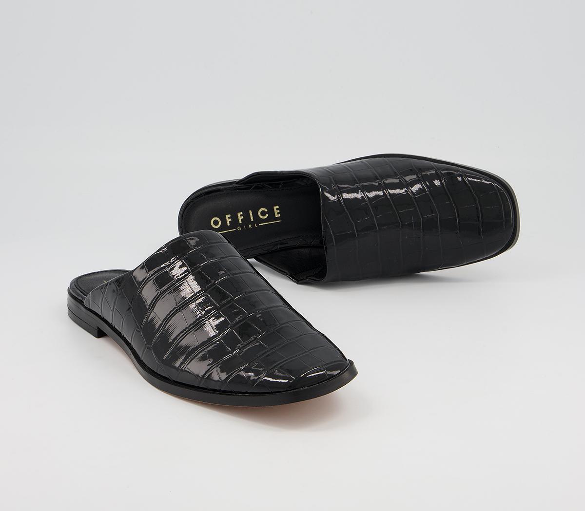 Office Fearless High Vamp Mules Office Fearless High Vamp Mules Black Patent Croc