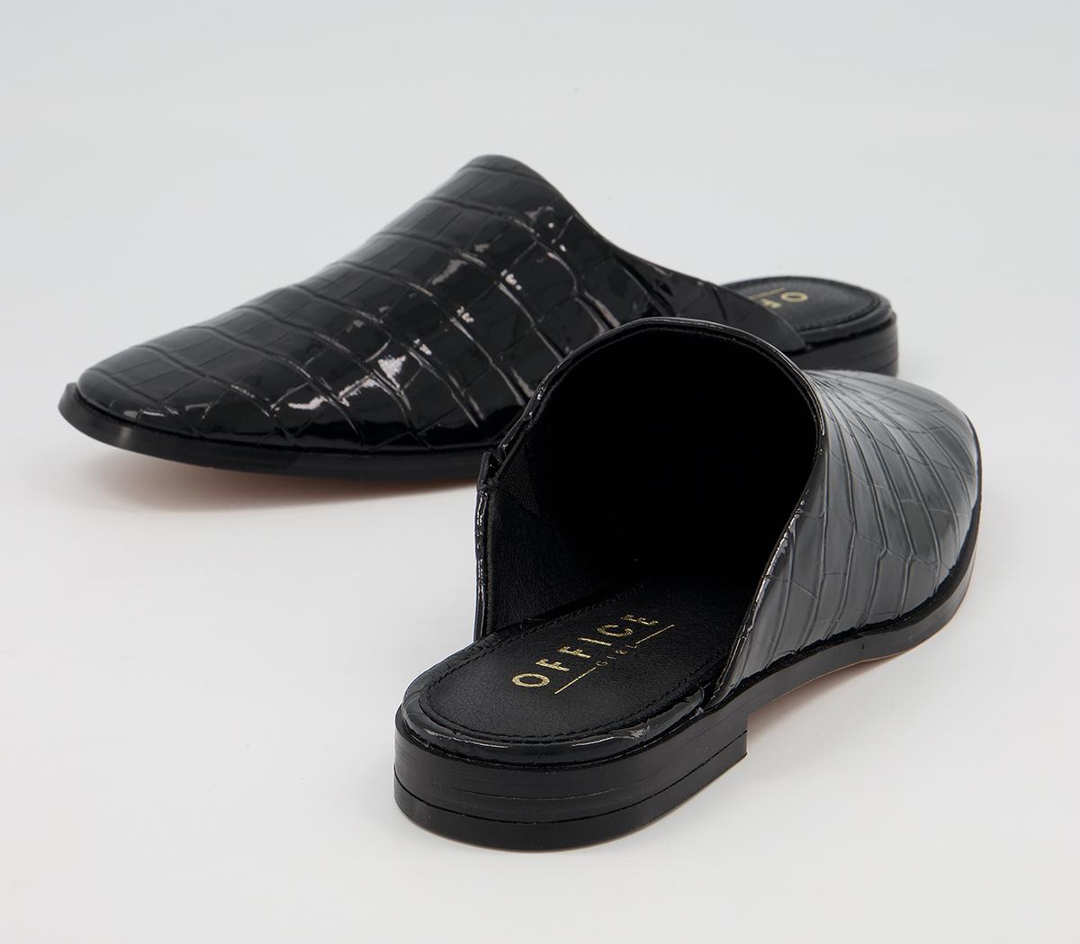 Office Fearless High Vamp Mules Office Fearless High Vamp Mules Black Patent Croc