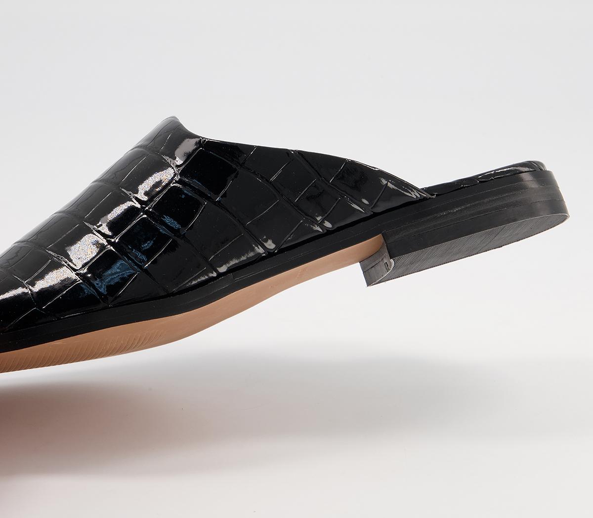 Office Fearless High Vamp Mules Office Fearless High Vamp Mules Black Patent Croc