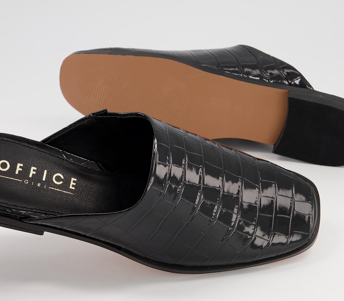Office Fearless High Vamp Mules Office Fearless High Vamp Mules Black Patent Croc