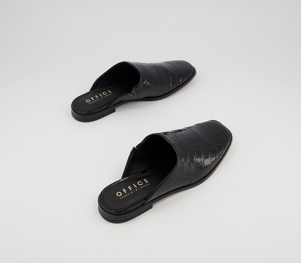Office Fearless High Vamp Mules Office Fearless High Vamp Mules Black Patent Croc