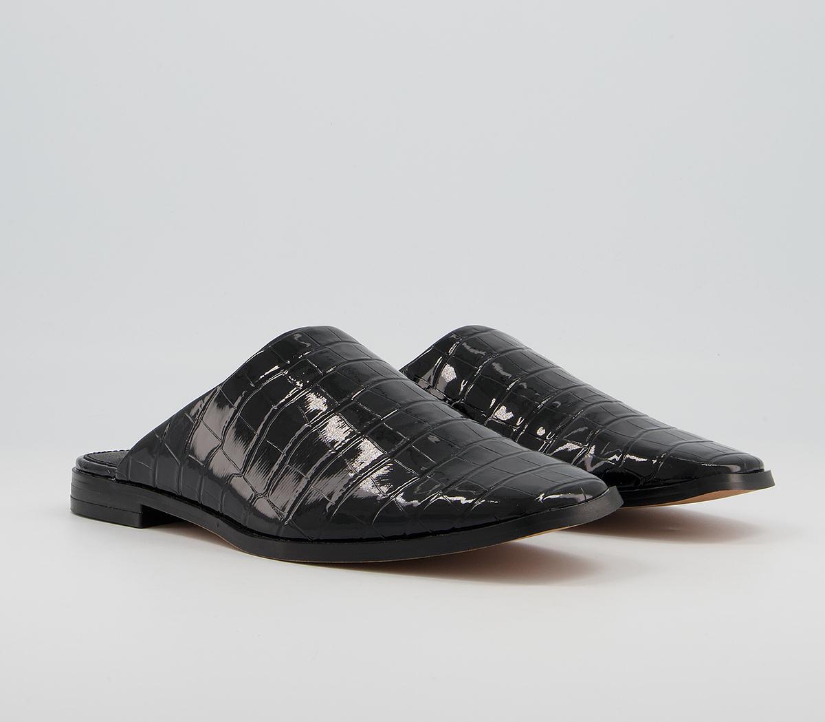 Office Fearless High Vamp Mules Office Fearless High Vamp Mules Black Patent Croc