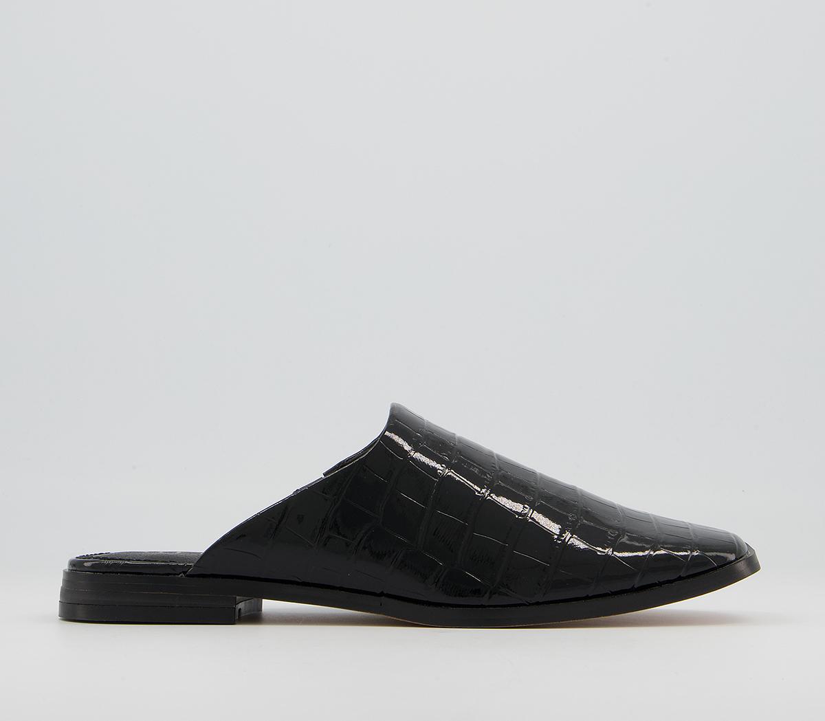 Office Fearless High Vamp Mules Office Fearless High Vamp Mules Black Patent Croc