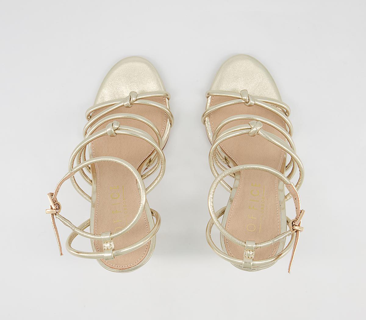 Office Hutchinson Tubular Strappy Block High Heeled Sandals Office Hutchinson Tubular Strappy Block High Heeled Sandals Gold