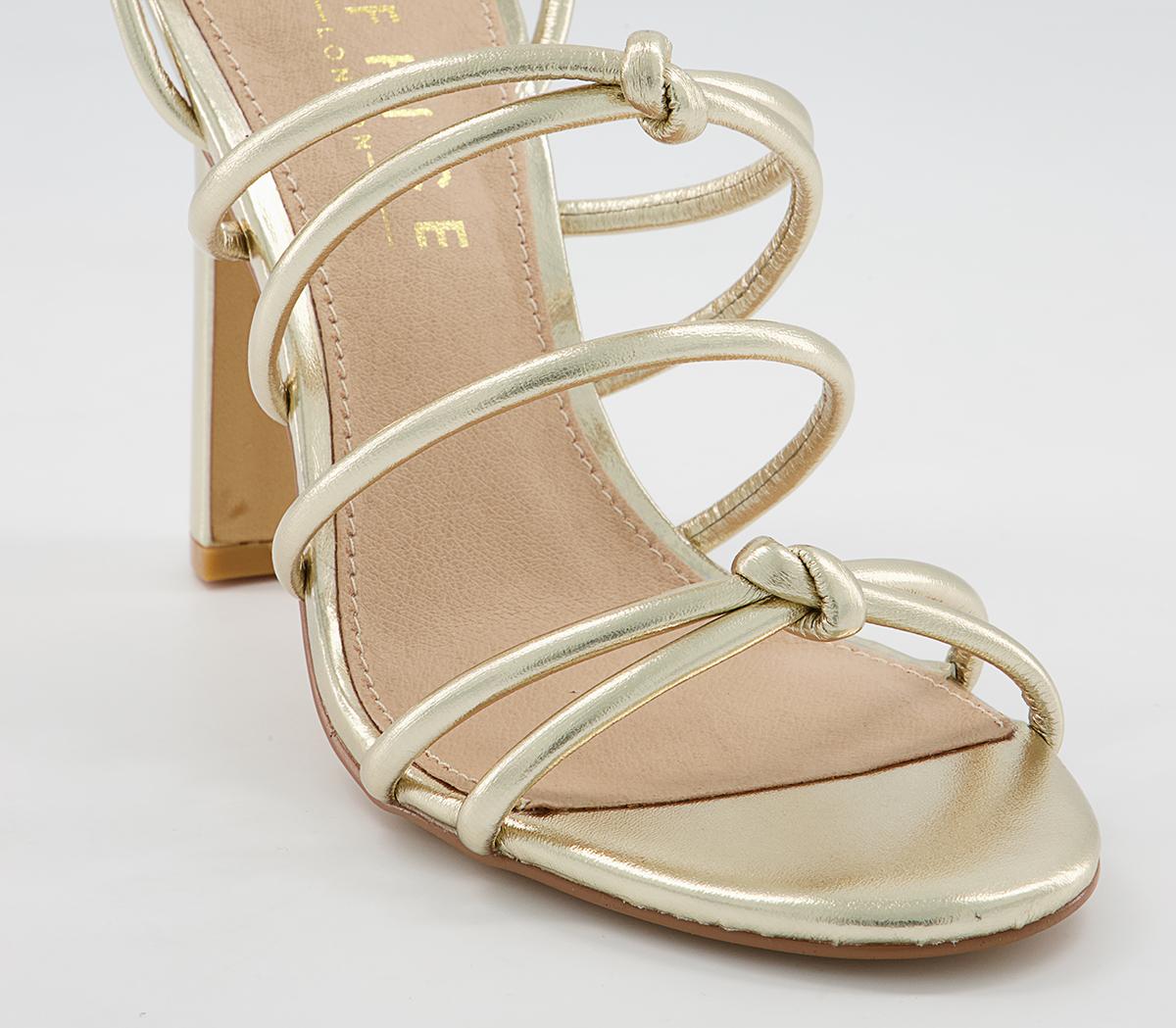 Office Hutchinson Tubular Strappy Block High Heeled Sandals Office Hutchinson Tubular Strappy Block High Heeled Sandals Gold