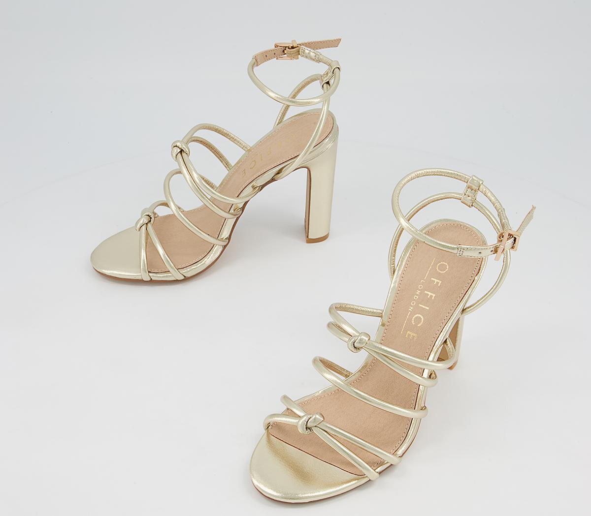 Office Hutchinson Tubular Strappy Block High Heeled Sandals Office Hutchinson Tubular Strappy Block High Heeled Sandals Gold