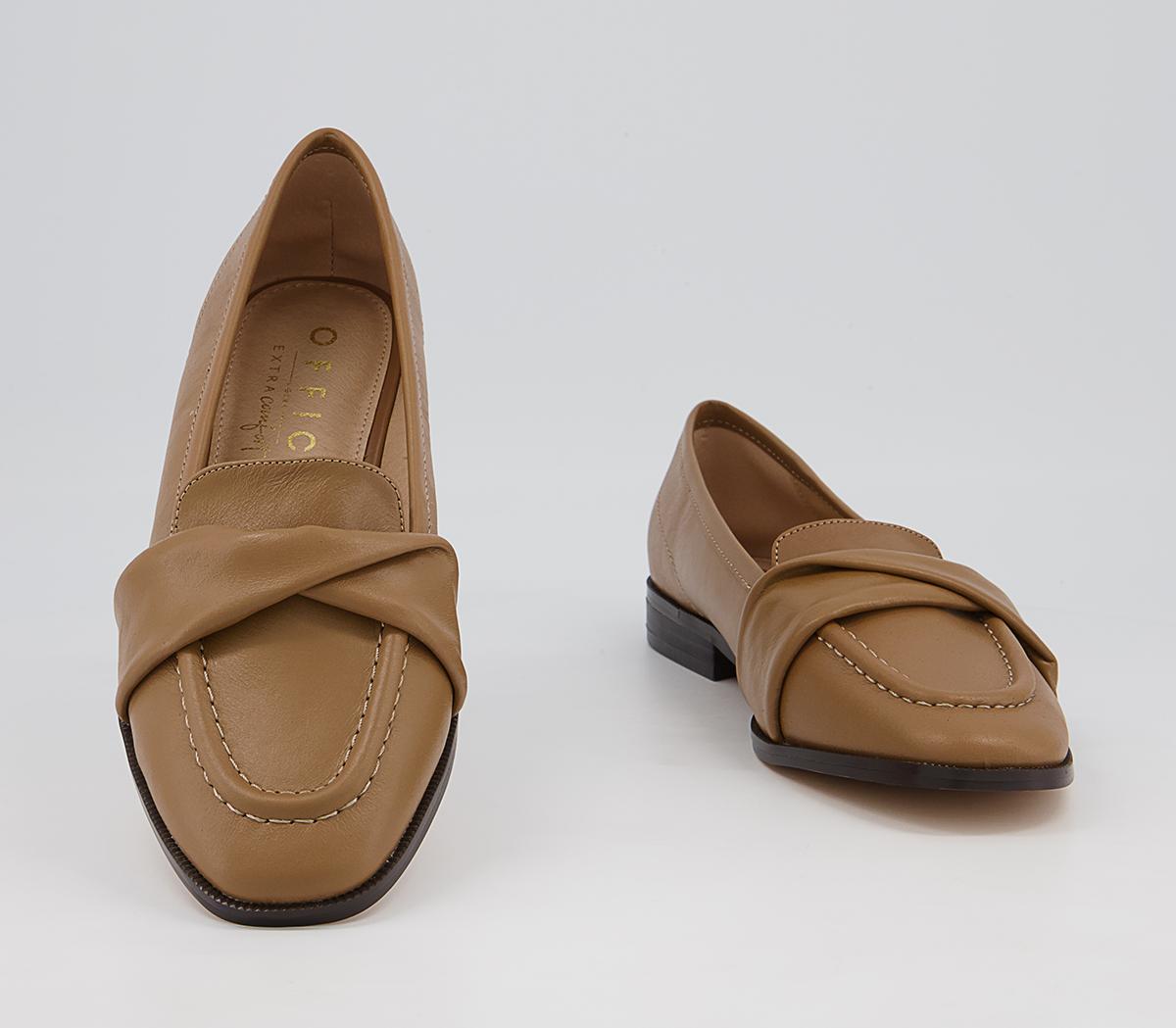 Office Fellow Folded Detail Loafers Office Fellow Folded Detail Loafers Dark Camel Leather