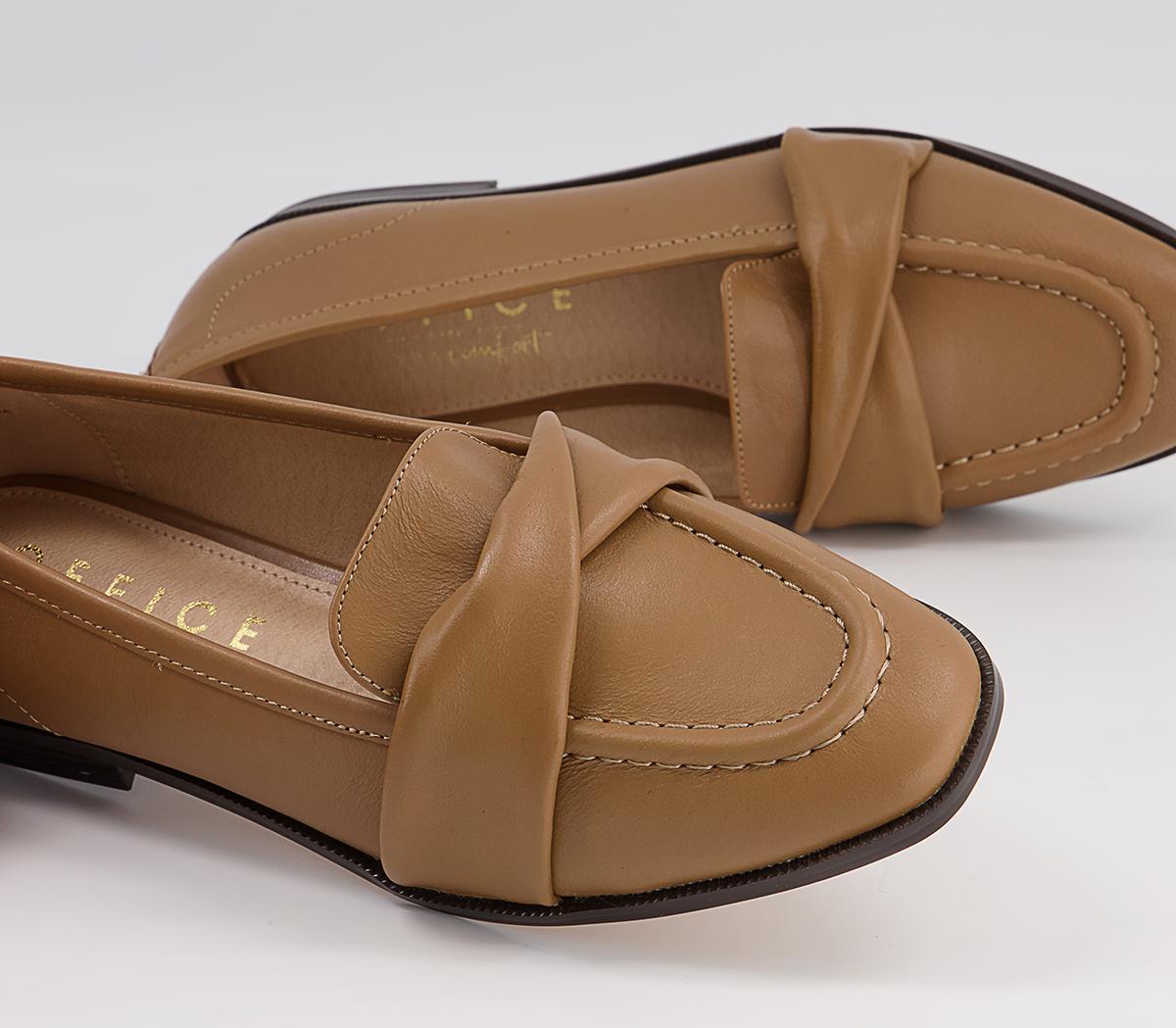 Office Fellow Folded Detail Loafers Office Fellow Folded Detail Loafers Dark Camel Leather