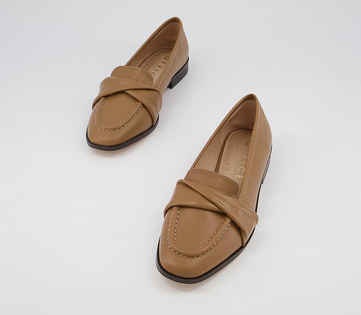 Office Fellow Folded Detail Loafers Office Fellow Folded Detail Loafers Dark Camel Leather