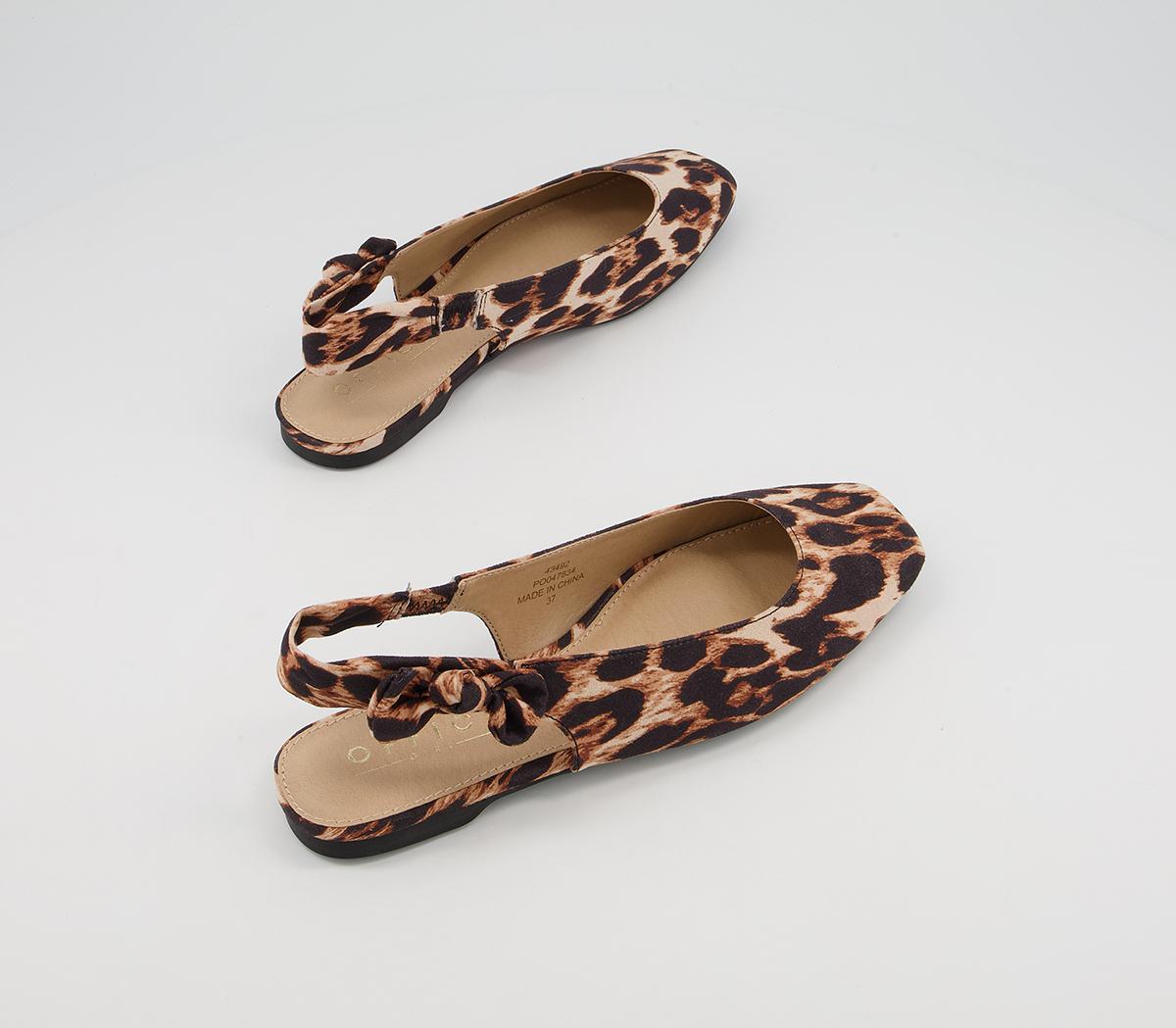 OFFICE Flaunt Slingback Square Toe Flat Pumps Leopard - Flat Shoes for ...
