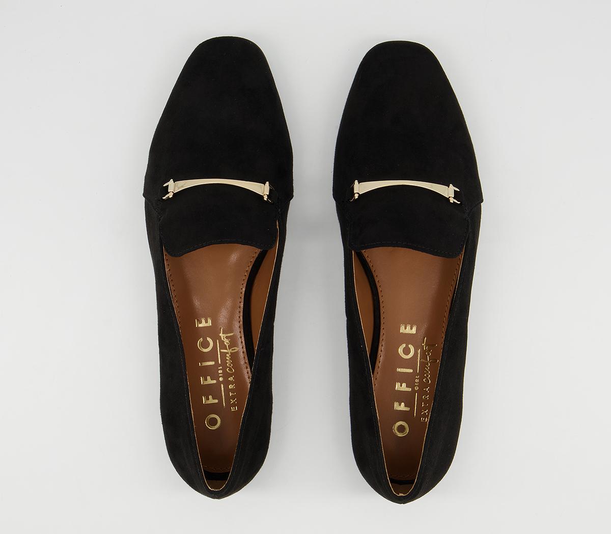 Office Frilled Feature Trim Slipper Shoes Office Frilled Feature Trim Slipper Shoes Black With Gold Hardware