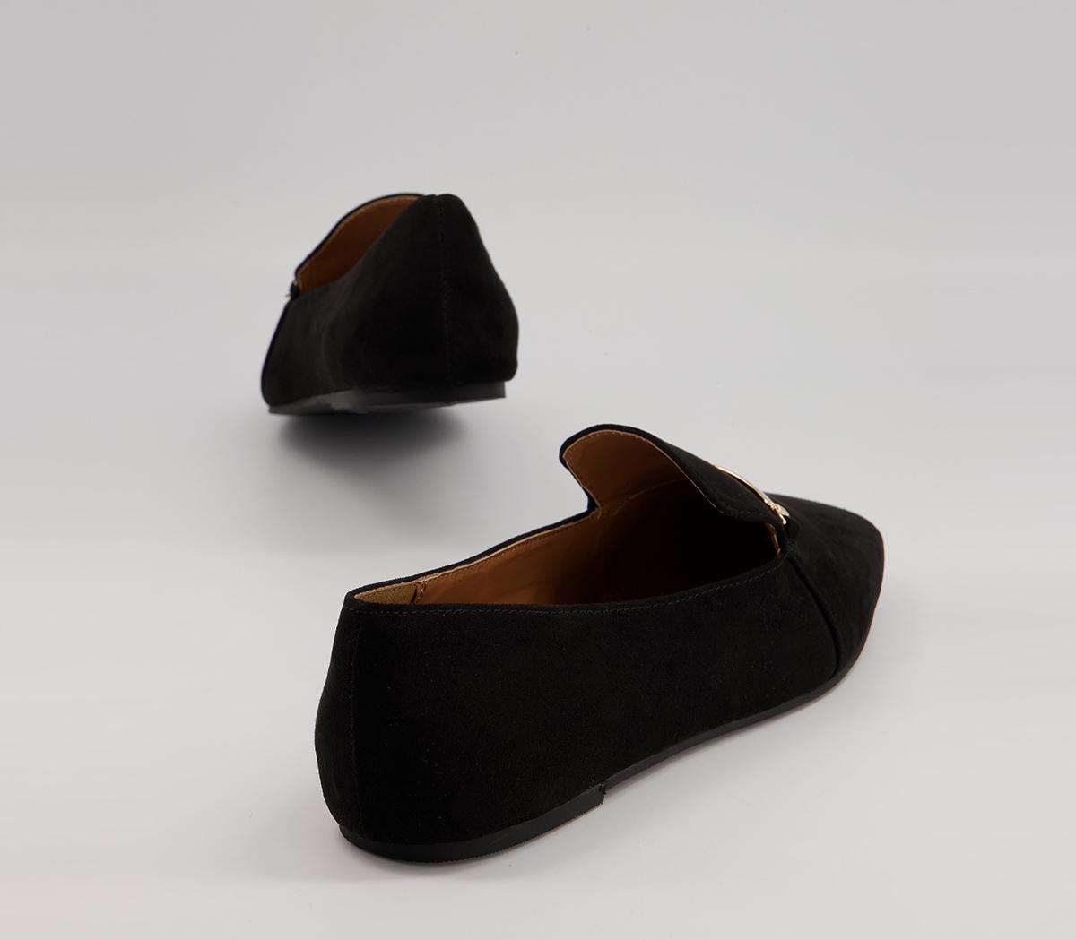 Office Frilled Feature Trim Slipper Shoes Office Frilled Feature Trim Slipper Shoes Black With Gold Hardware