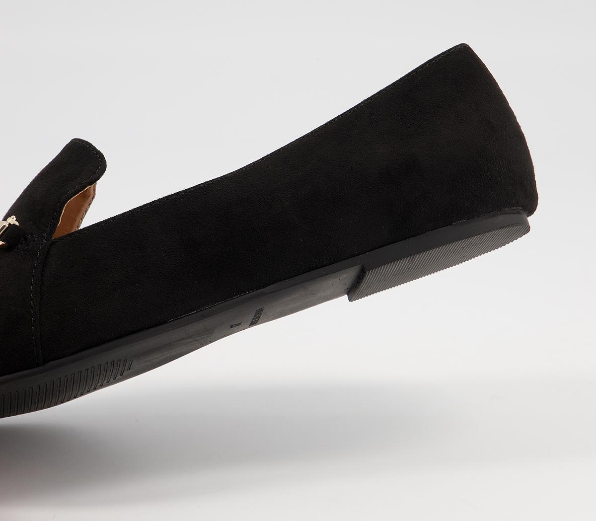 Office Frilled Feature Trim Slipper Shoes Office Frilled Feature Trim Slipper Shoes Black With Gold Hardware