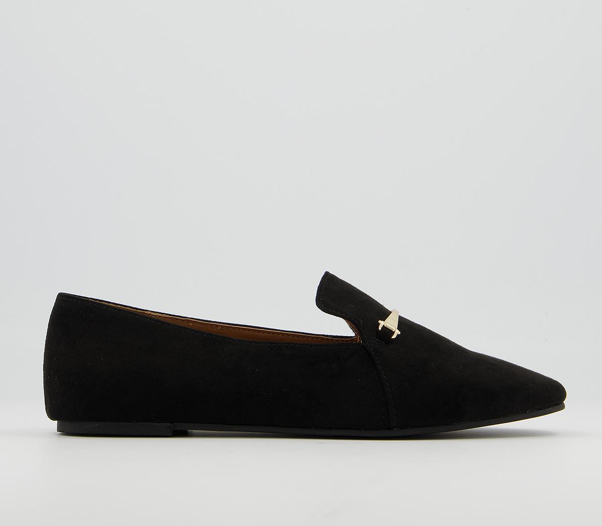 Office Frilled Feature Trim Slipper Shoes Office Frilled Feature Trim Slipper Shoes Black With Gold Hardware