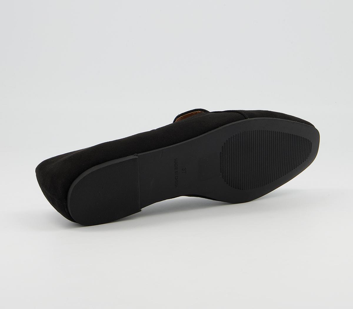 Office Frilled Feature Trim Slipper Shoes Office Frilled Feature Trim Slipper Shoes Black With Gold Hardware