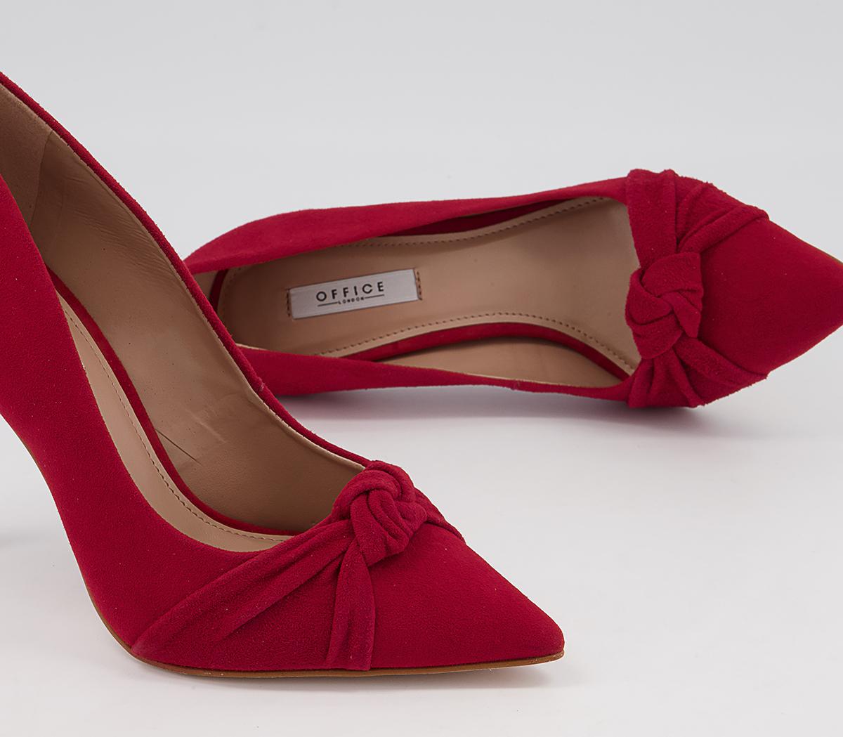 Office Harlingen Knot Detail Pointed Court High Heels Office Harlingen Knot Detail Pointed Court High Heels Red Suede