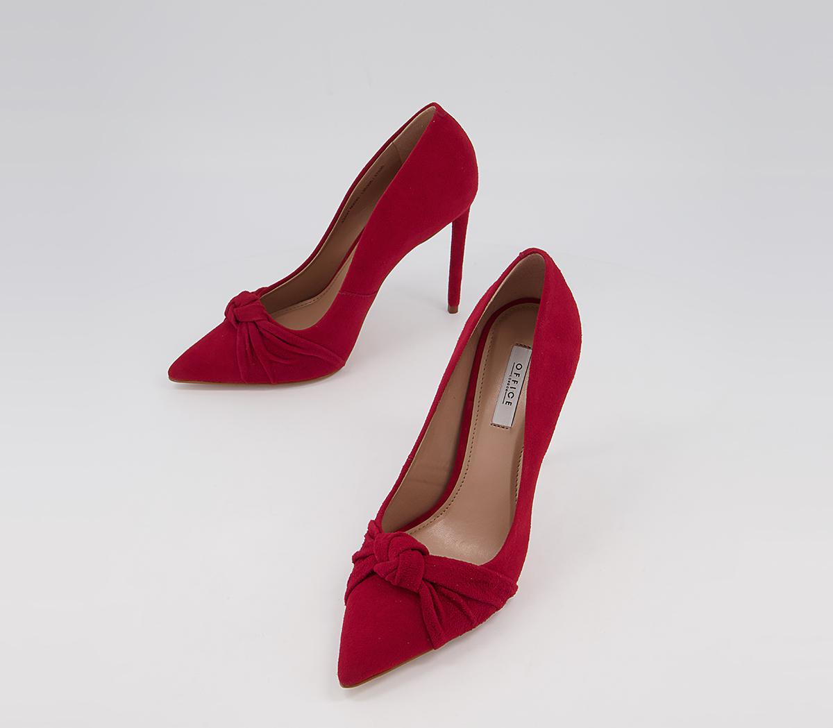 Office Harlingen Knot Detail Pointed Court High Heels Office Harlingen Knot Detail Pointed Court High Heels Red Suede